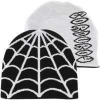 Corduroy Cobweb Reversible Skully Beanie - black