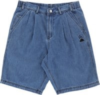 Tactics Buffet Pleated Denim Shorts - washed blue denim